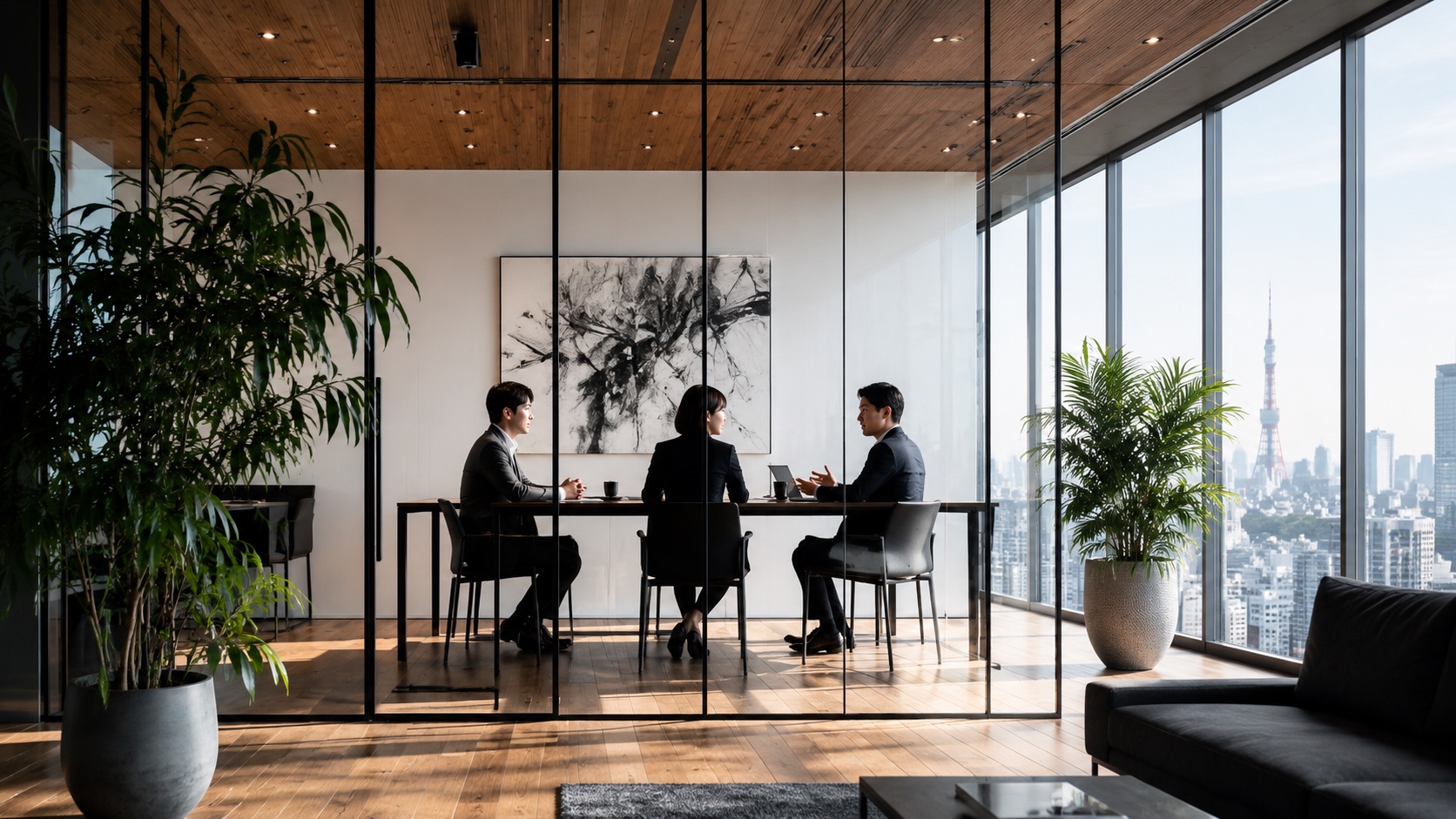 オフィスで対話する人々のイメージ